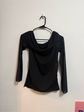 wild fable Black Off-Shoulder Drape Long Sleeve Top‎